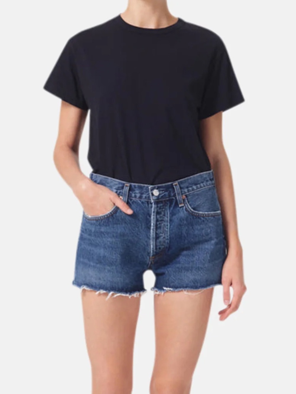 AGOLDE Parker Vintage Cutoff Denim Shorts in Caution